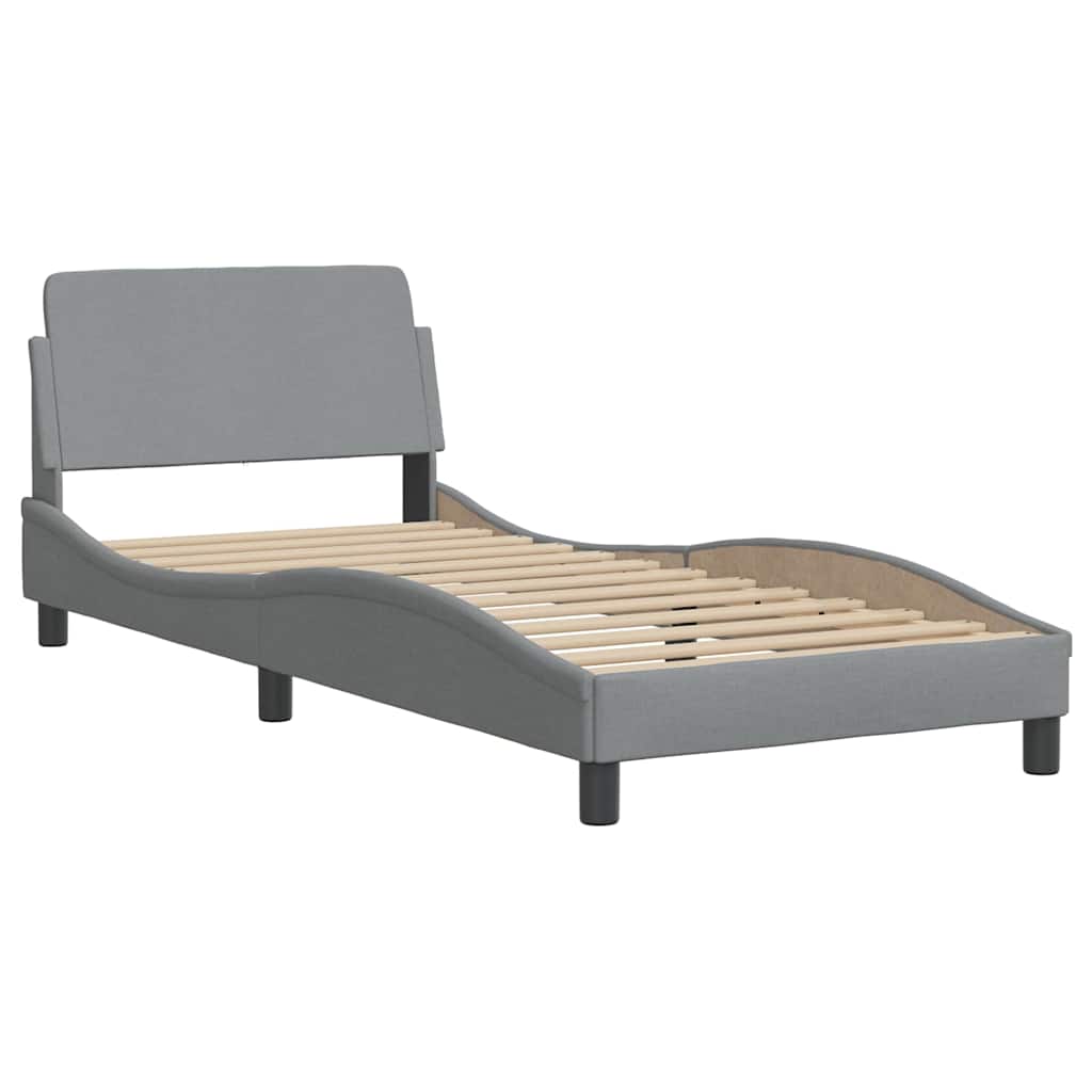 Bed Frame with LED without Mattress Light Grey 90x190 cm Fabric