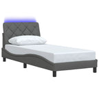 Bed Frame with LED without Mattress Dark Grey 90x190 cm Fabric