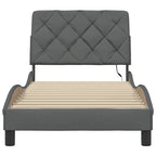 Bed Frame with LED without Mattress Dark Grey 90x190 cm Fabric