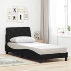 Bed Frame with LED without Mattress Black 90x190 cm Fabric