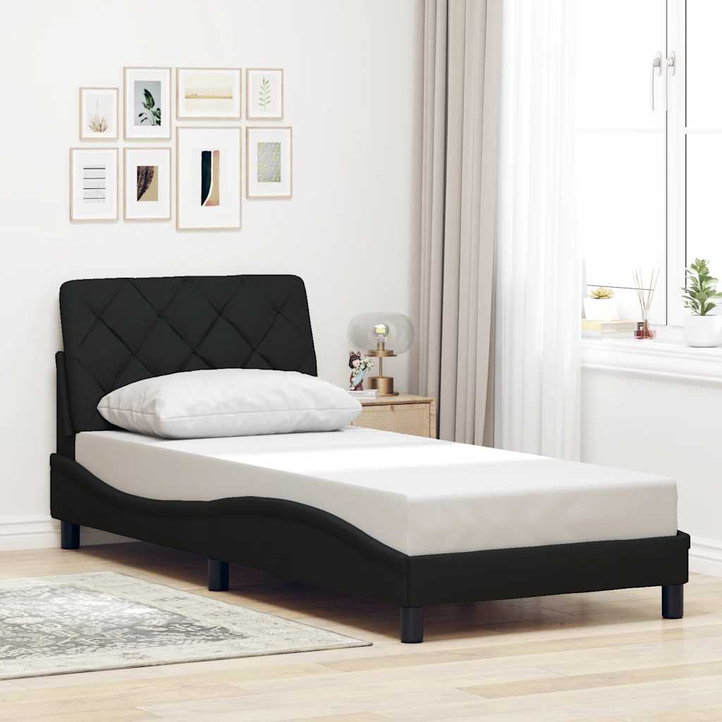 Bed Frame with LED without Mattress Black 90x190 cm Fabric