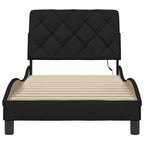 Bed Frame with LED without Mattress Black 90x190 cm Fabric