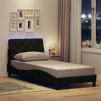 Bed Frame with LED without Mattress Black 90x190 cm Fabric