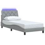 Bed Frame with LED without Mattress Light Grey 90x200 cm Fabric