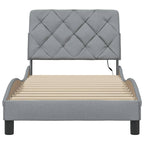 Bed Frame with LED without Mattress Light Grey 90x200 cm Fabric