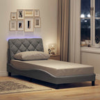 Bed Frame with LED without Mattress Light Grey 90x200 cm Fabric