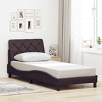 Bed Frame with LED without Mattress Dark Brown 90x200 cm Fabric