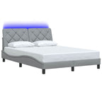 Bed Frame with LED without Mattress Light Grey 120x200 cm Fabric