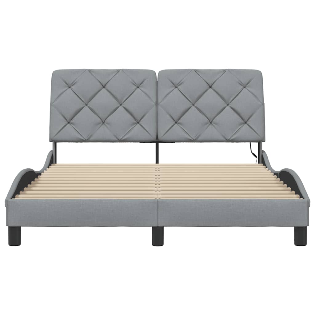 Bed Frame with LED without Mattress Light Grey 120x200 cm Fabric