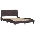Bed Frame with LED without Mattress Dark Brown 120x200 cm Fabric