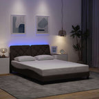 Bed Frame with LED without Mattress Dark Brown 120x200 cm Fabric