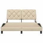 Bed Frame with LED without Mattress Cream 120x200 cm Fabric