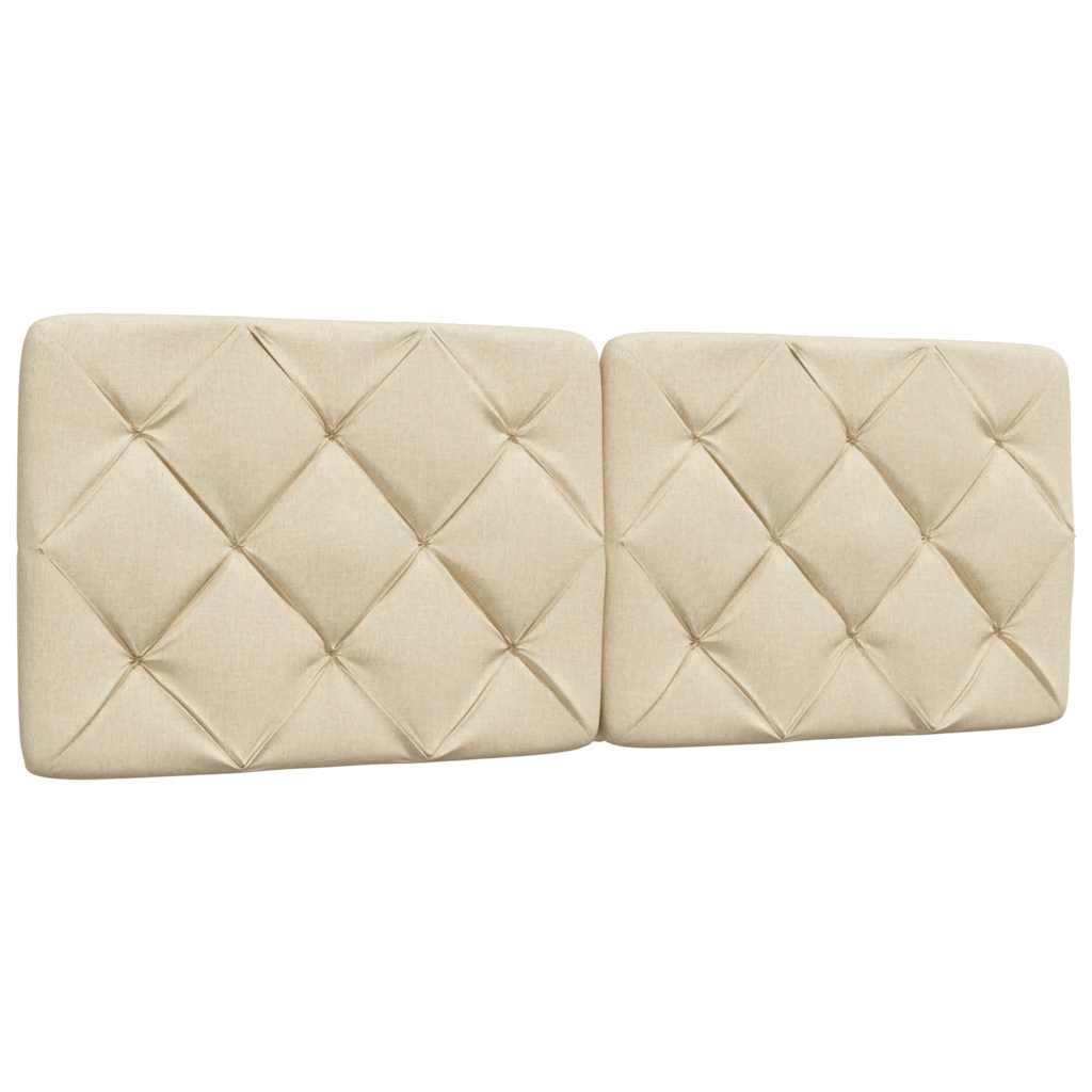 Bed Frame with LED without Mattress Cream 120x200 cm Fabric