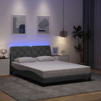 Bed Frame with LED without Mattress Light Grey 140x190 cm Fabric