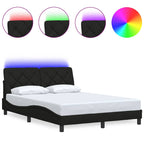 Bed Frame with LED without Mattress Black 140x190 cm Fabric
