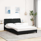 Bed Frame with LED without Mattress Black 140x190 cm Fabric