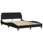 Bed Frame with LED without Mattress Black 140x190 cm Fabric