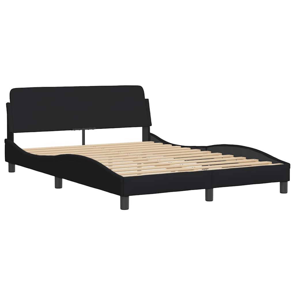 Bed Frame with LED without Mattress Black 140x190 cm Fabric