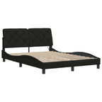 Bed Frame with LED without Mattress Black 140x190 cm Fabric