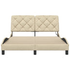 Bed Frame with LED without Mattress Cream 140x190 cm Fabric