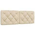 Bed Frame with LED without Mattress Cream 140x190 cm Fabric