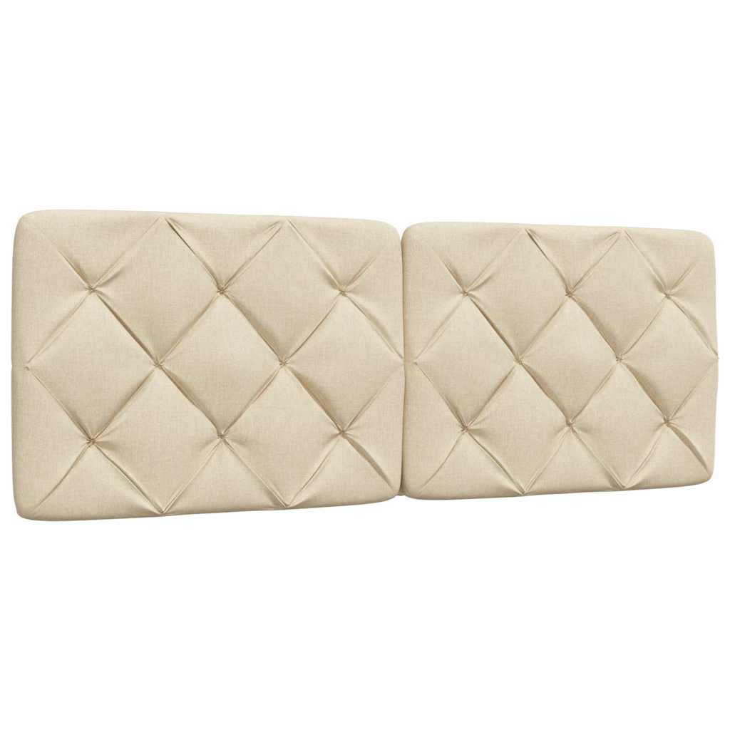 Bed Frame with LED without Mattress Cream 140x190 cm Fabric