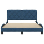 Bed Frame with LED without Mattress Blue 140x190 cm Fabric