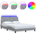Bed Frame with LED without Mattress Light Grey 140x200 cm Fabric