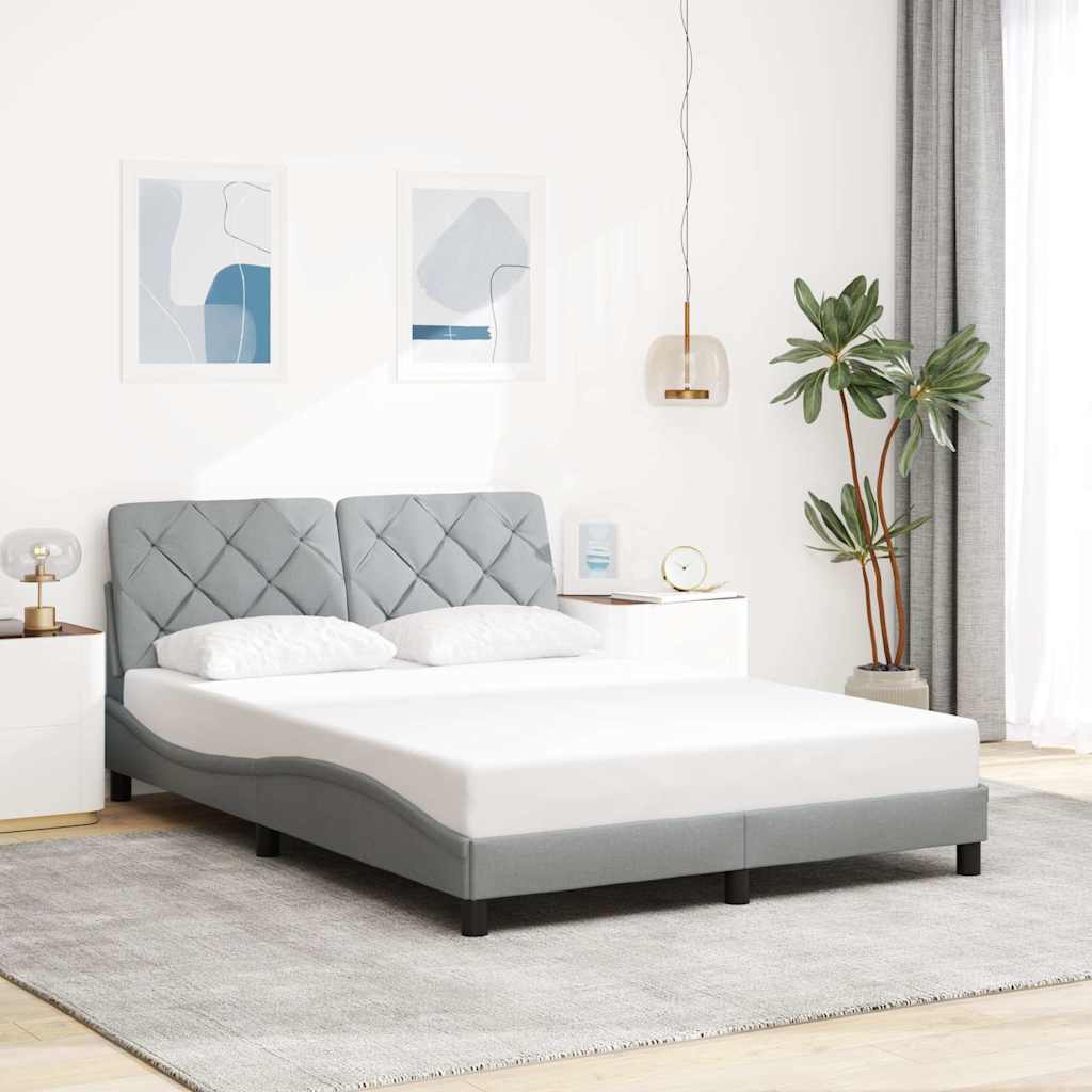 Bed Frame with LED without Mattress Light Grey 140x200 cm Fabric