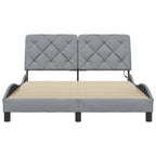 Bed Frame with LED without Mattress Light Grey 140x200 cm Fabric
