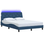 Bed Frame with LED without Mattress Blue 140x200 cm Fabric
