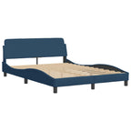 Bed Frame with LED without Mattress Blue 140x200 cm Fabric