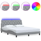 Bed Frame with LED without Mattress Light Grey 160x200 cm Fabric