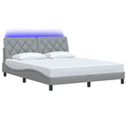 Bed Frame with LED without Mattress Light Grey 160x200 cm Fabric