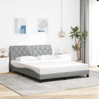 Bed Frame with LED without Mattress Light Grey 160x200 cm Fabric