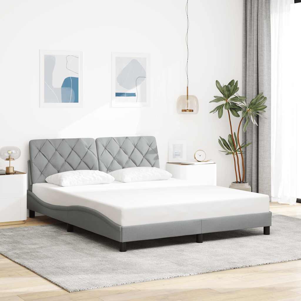 Bed Frame with LED without Mattress Light Grey 160x200 cm Fabric