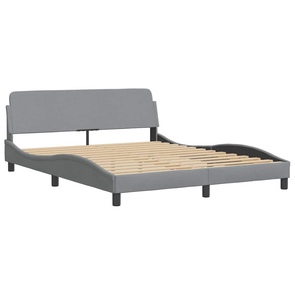 Bed Frame with LED without Mattress Light Grey 160x200 cm Fabric