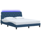 Bed Frame with LED without Mattress Blue 160x200 cm Fabric