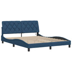 Bed Frame with LED without Mattress Blue 160x200 cm Fabric