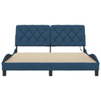 Bed Frame with LED without Mattress Blue 160x200 cm Fabric