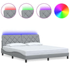 Bed Frame with LED without Mattress Light Grey 180x200 cm Fabric