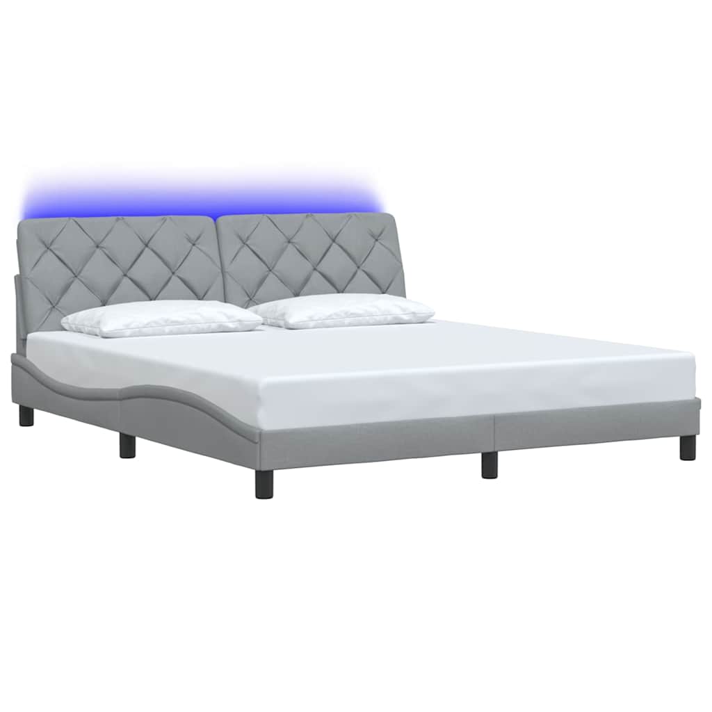 Bed Frame with LED without Mattress Light Grey 180x200 cm Fabric