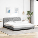Bed Frame with LED without Mattress Light Grey 180x200 cm Fabric