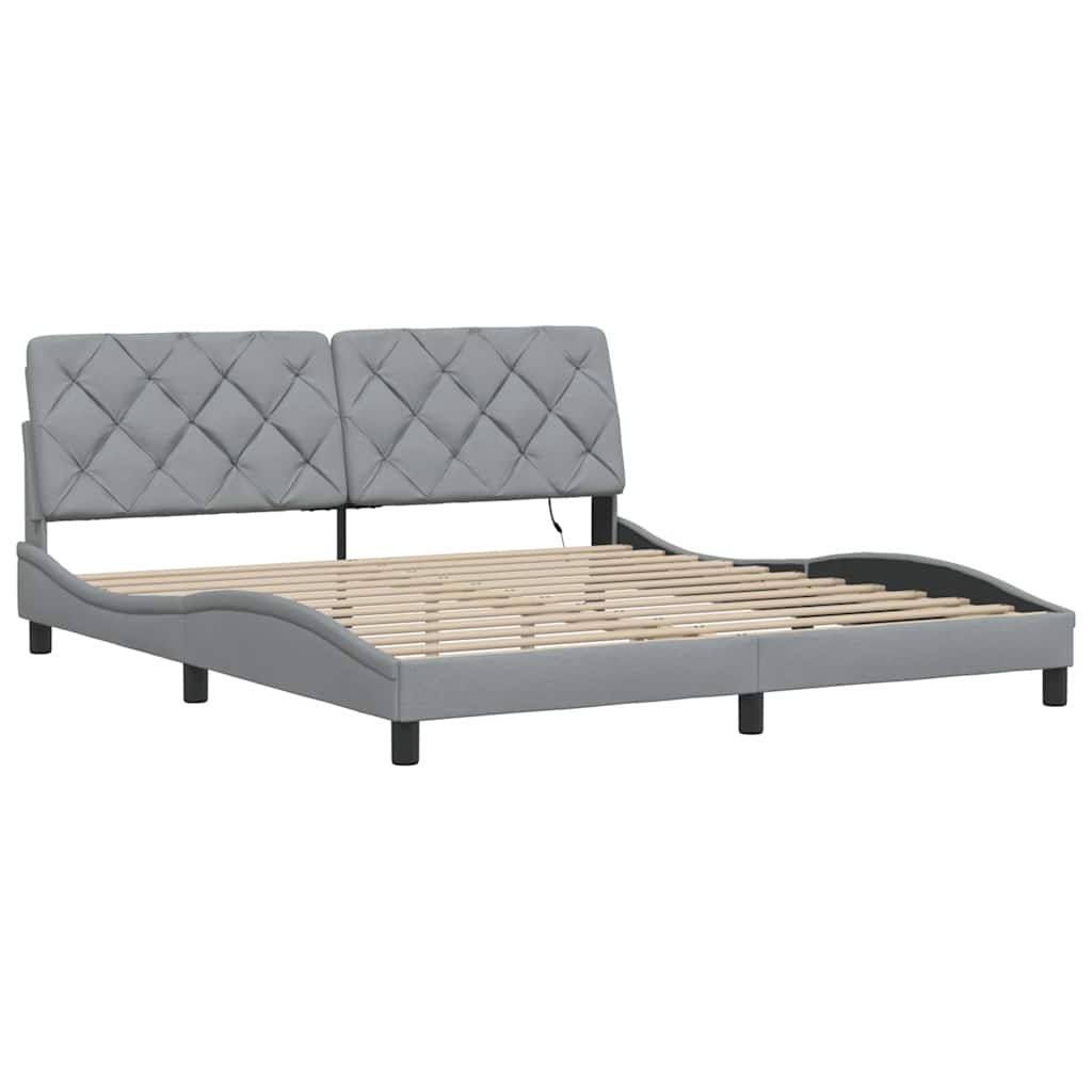 Bed Frame with LED without Mattress Light Grey 180x200 cm Fabric