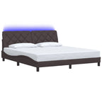 Bed Frame with LED without Mattress Dark Brown 180x200 cm Fabric