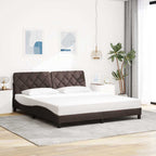 Bed Frame with LED without Mattress Dark Brown 180x200 cm Fabric