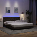 Bed Frame with LED without Mattress Dark Brown 180x200 cm Fabric