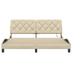 Bed Frame with LED without Mattress Cream 180x200 cm Fabric