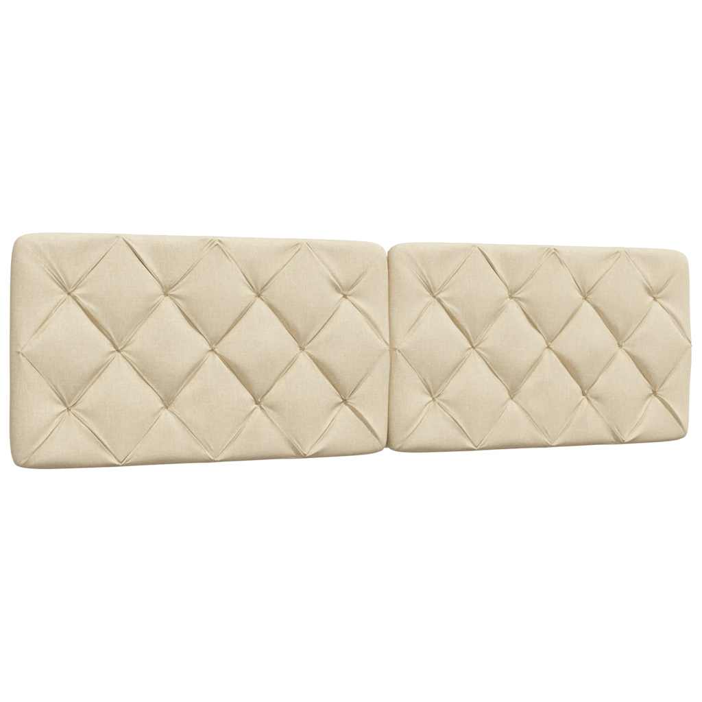 Bed Frame with LED without Mattress Cream 180x200 cm Fabric