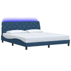 Bed Frame with LED without Mattress Blue 180x200 cm Fabric
